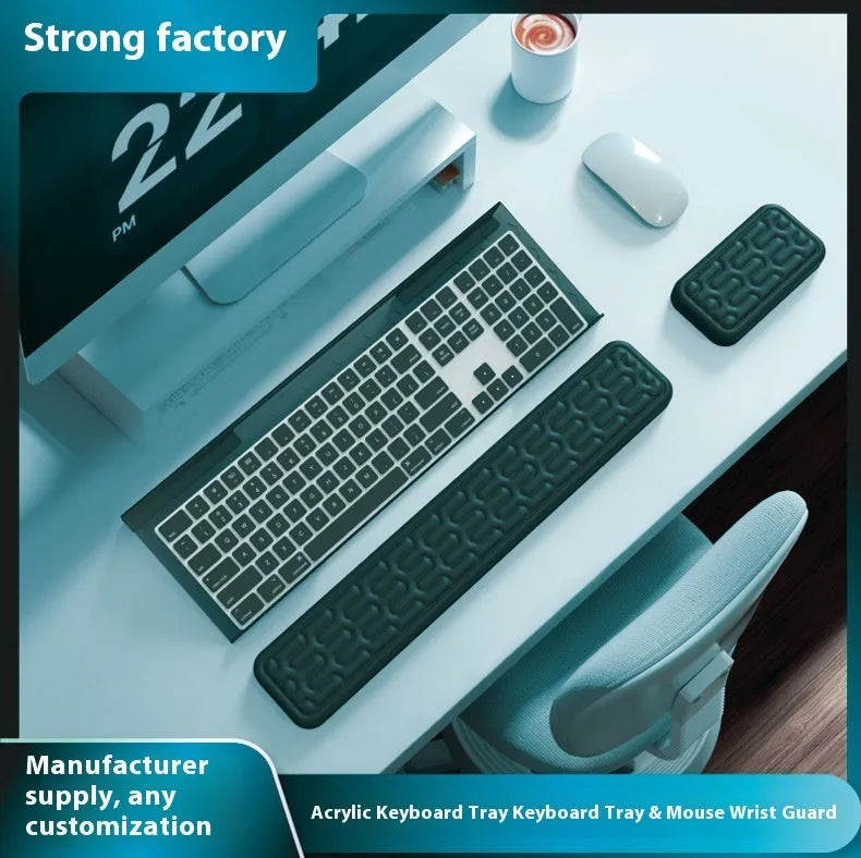 Double-sided ergonomic mouse pad with memory foam wrist rest on a resin base, shown in a solid colour.