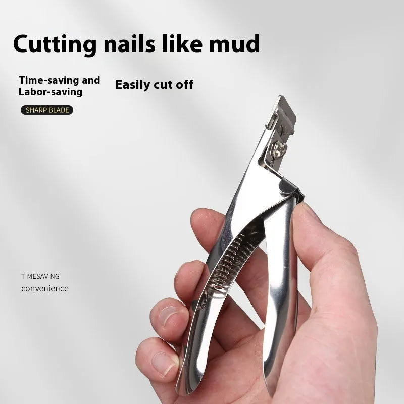 French manicure scissors with U-shaped cutting edge in stainless steel construction