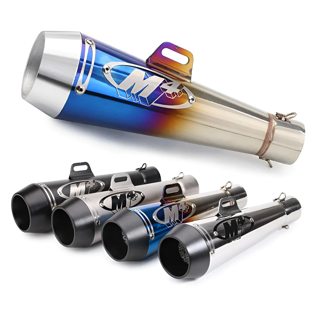 Universal M4 motorcycle exhaust pipe in multiple colour options for large displacement engines
