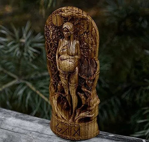 A detailed synthetic resin Greek Goddess statue measuring 22cm in height for altar or garden display.