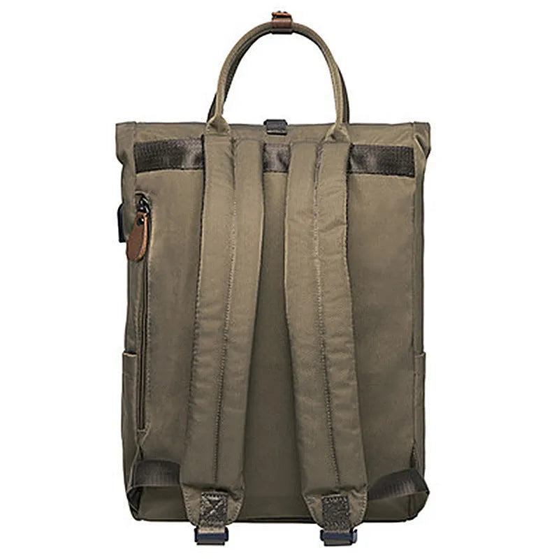 Polyester casual backpack showing computer pocket and zipper organisation in black colour