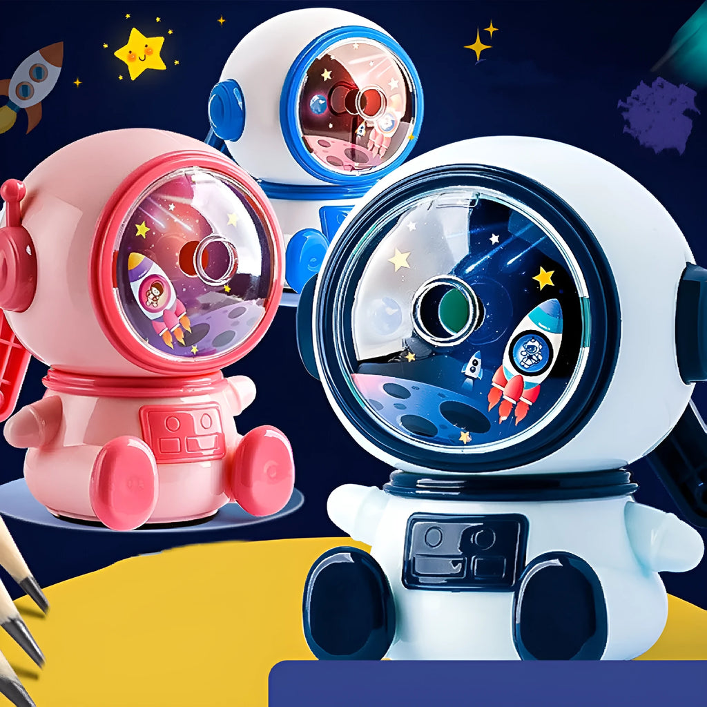 Blue astronaut pencil sharpener manual operation children's stationery