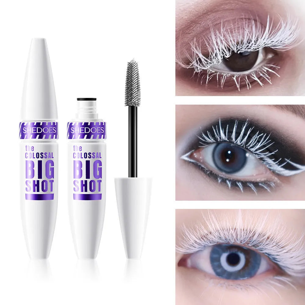 10ML white waterproof mascara with sweat-proof and quick-drying properties for curling and thickening lashes