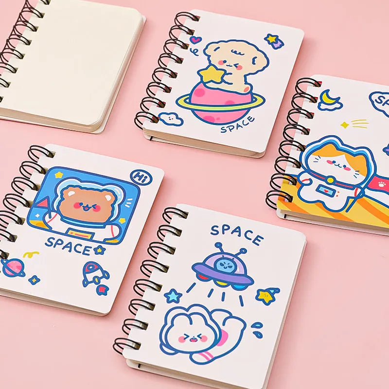 Astronaut series flipper notebook with compact 10.5x8cm size and space-themed cover designs