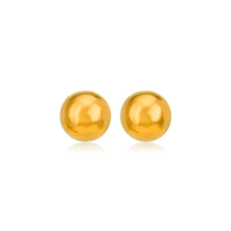 Stainless steel ball stud earrings with geometric round design in gold or silver electroplated finishes