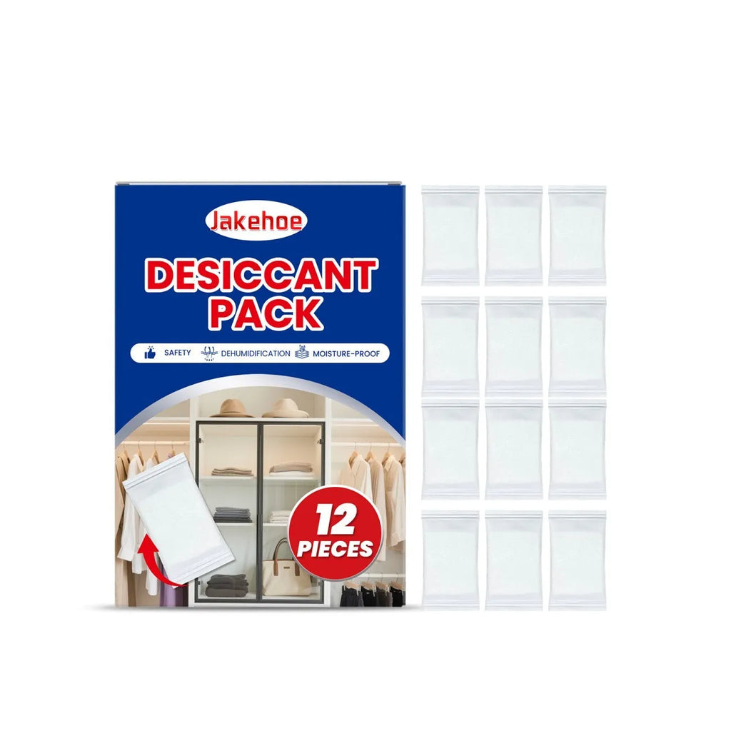 Pack of twelve anti-odour household desiccants for wardrobe and cupboard moisture control