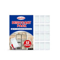Pack of twelve anti-odour household desiccants for wardrobe and cupboard moisture control