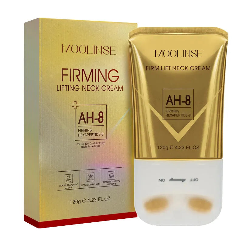Neck moisturising cream with roller applicator for dry skin in medium sample size