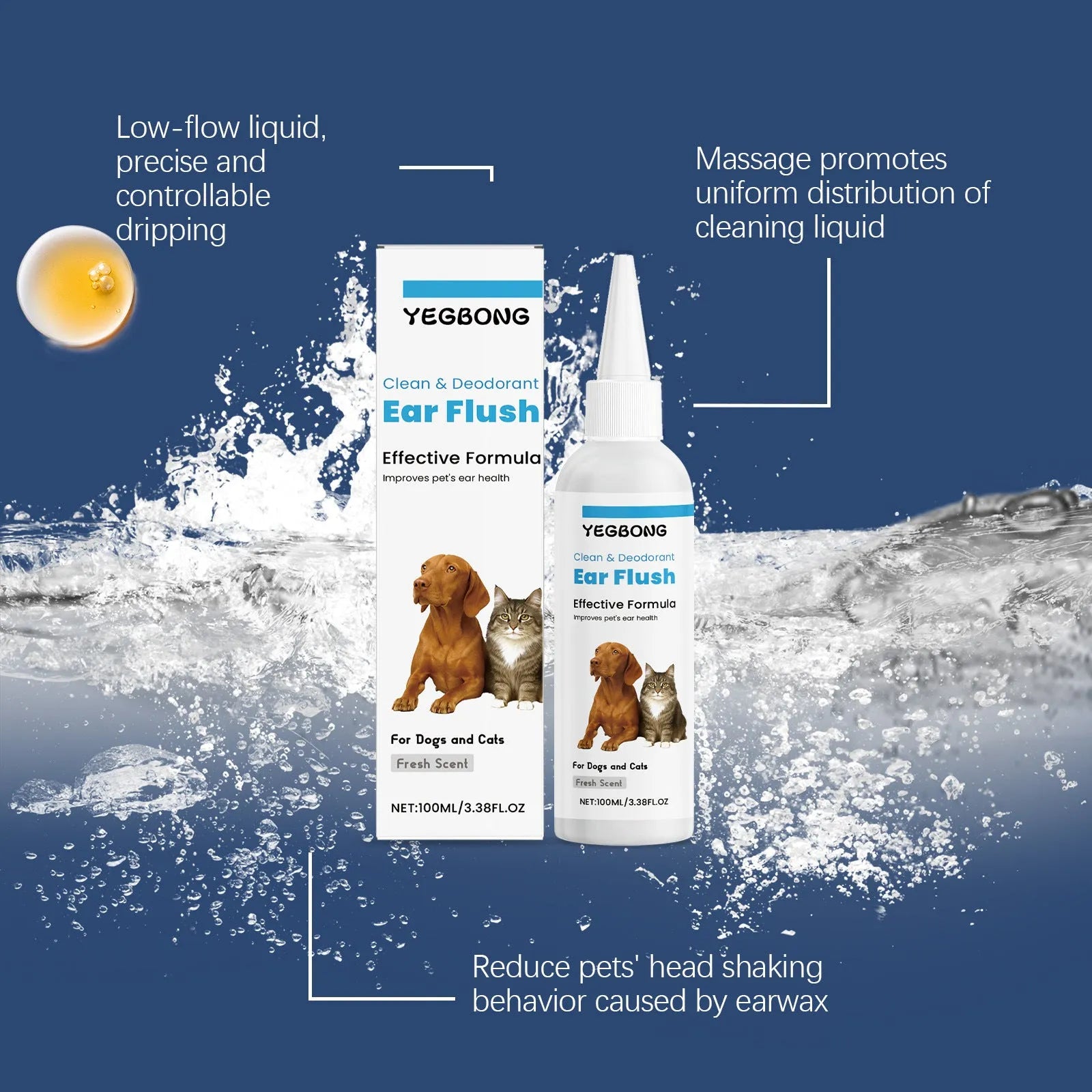 100ml bottle of gentle ear cleaner for dogs and cats for earwax removal