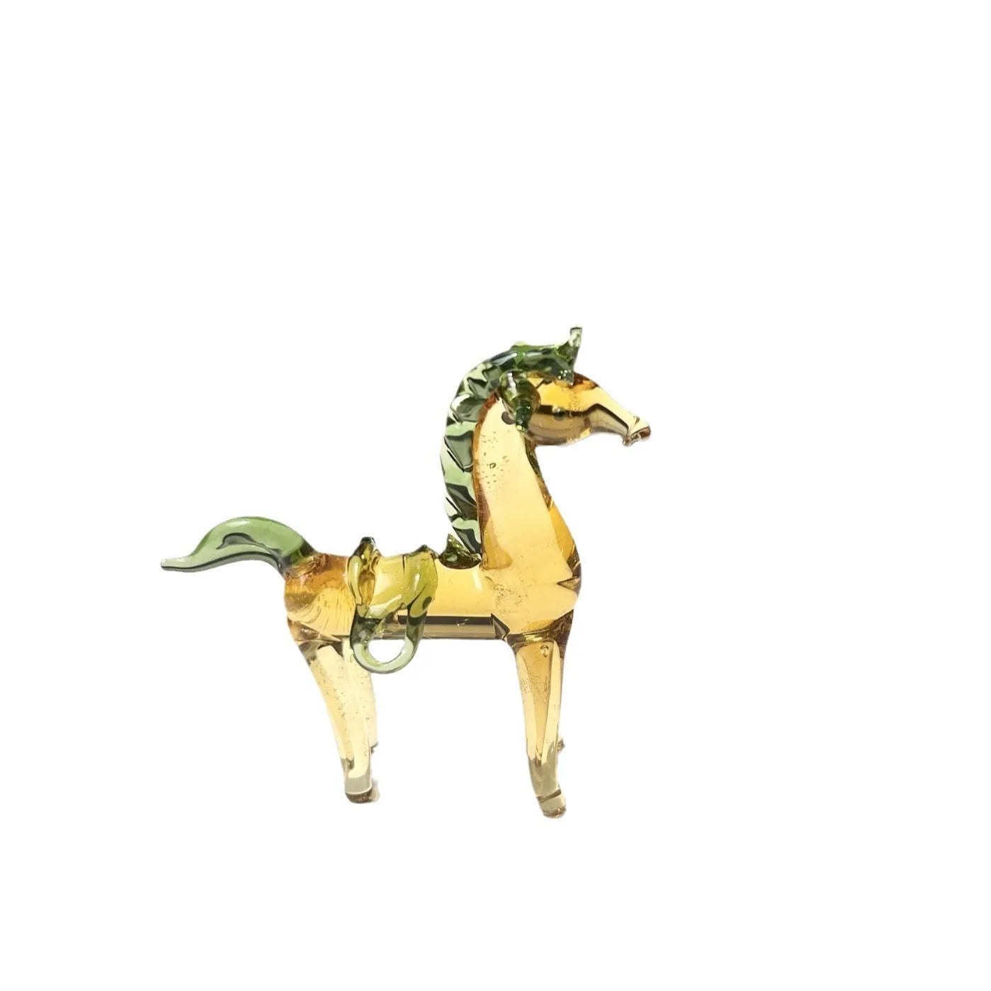 Brown coloured glaze horse decoration on wooden desk