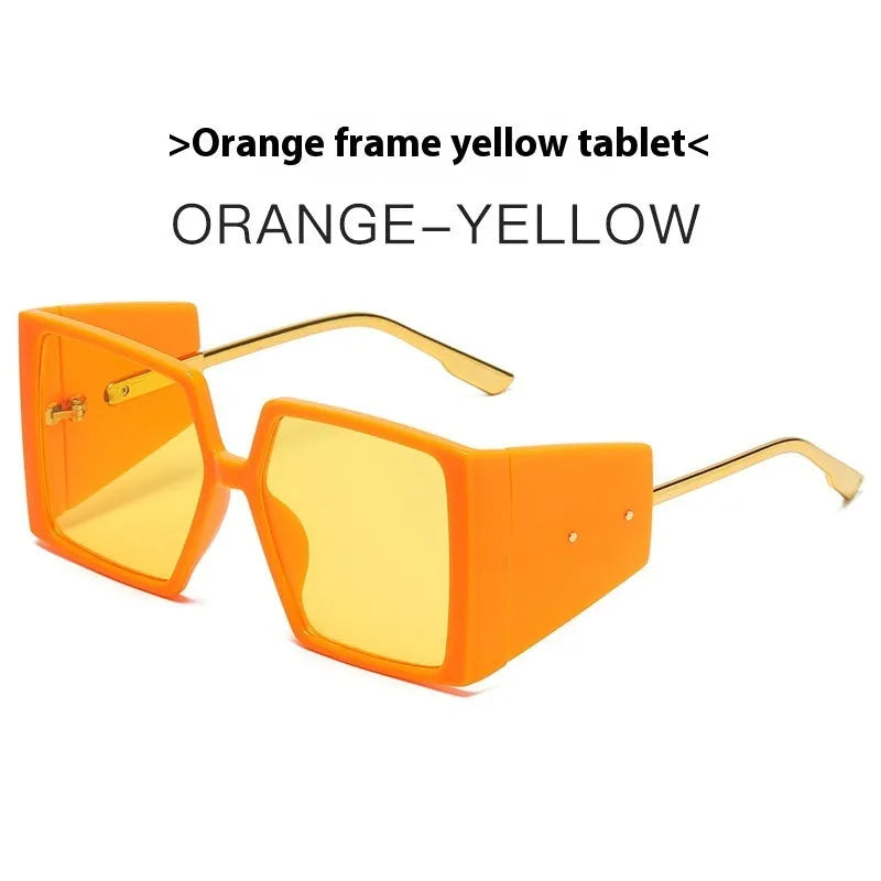 Large square frame sunglasses shown in multiple colour options with UV400 protection lenses
