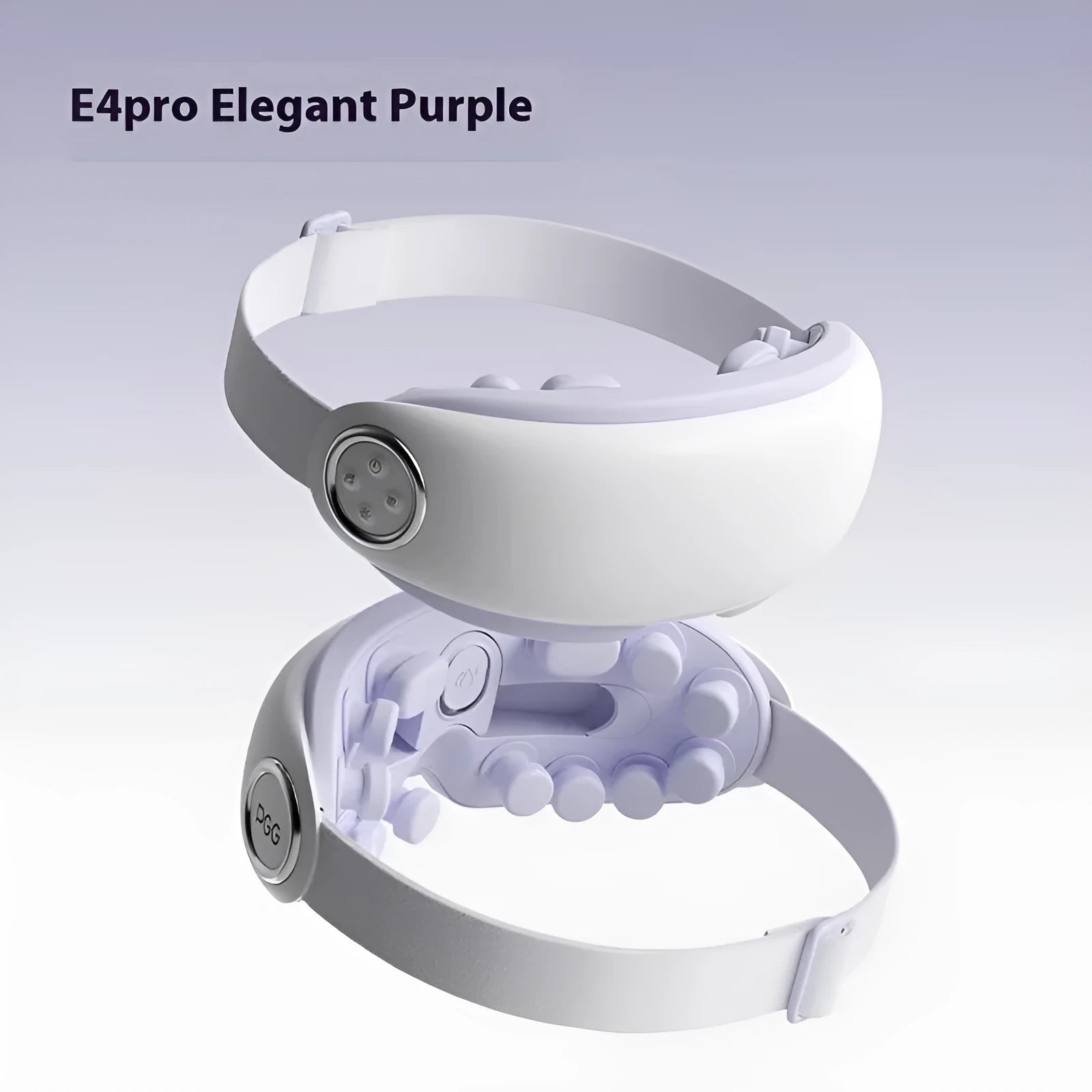 Bluetooth rechargeable eye hot compress massage device in purplish grey, green, or ink grey colour.