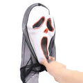 White plastic scary skull LED glowing screaming mask with ice blue light for Halloween party