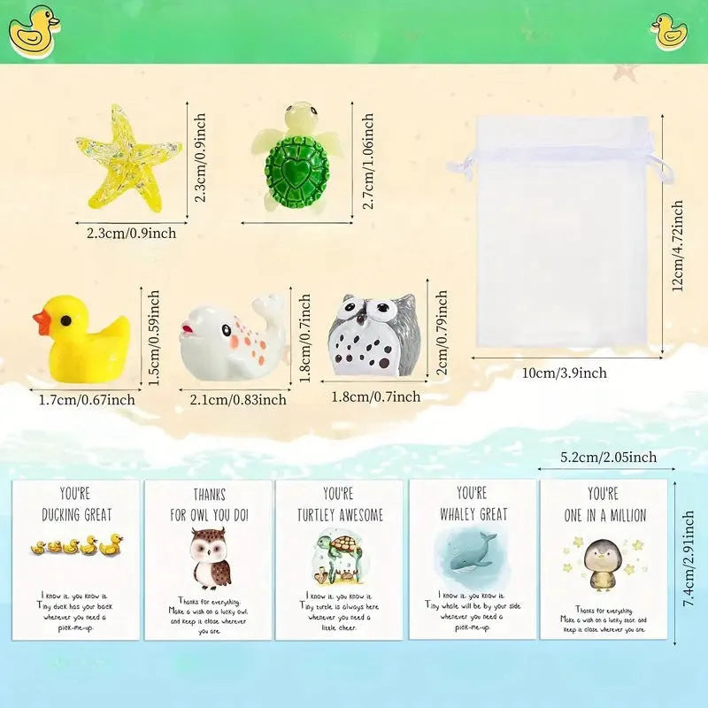 Set of resin-finish inspirational memo cards with pun designs, arranged showing multiple cards.