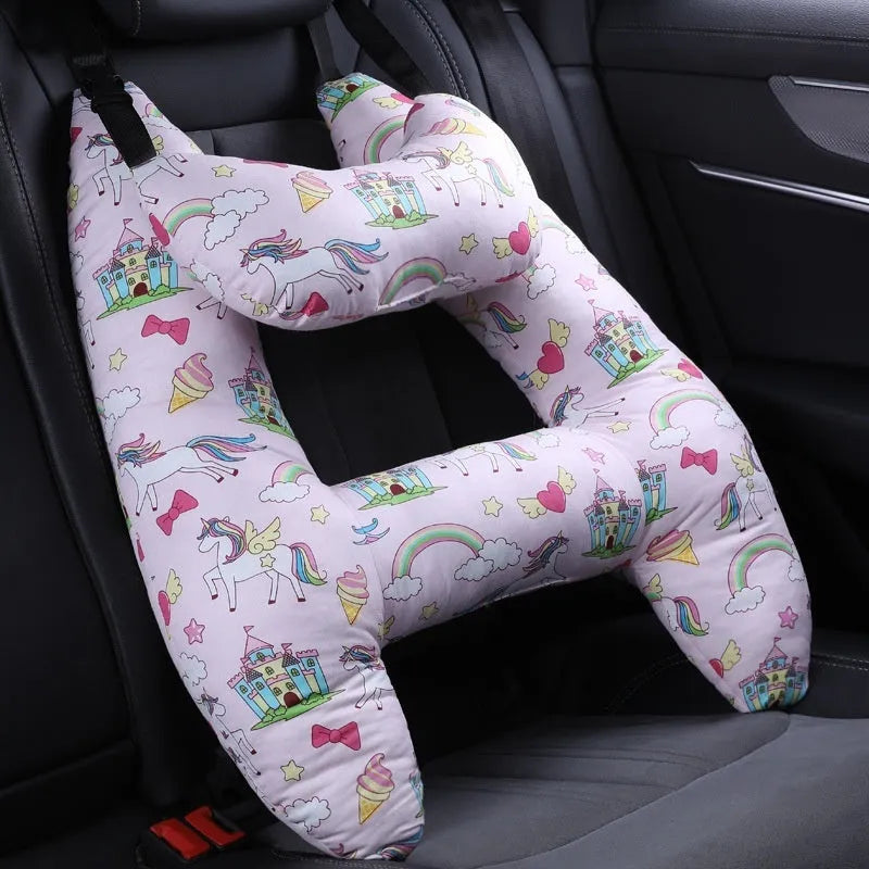 55cm by 70cm car headrest pillow in floral skirt rabbit design with optional neck support pillow.