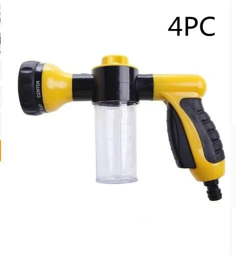Green high-pressure foam spray water gun with adjustable nozzle for car and garden cleaning.