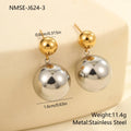 Women's geometric sphere ear studs with stainless steel construction and 18K gold electroplated colour-block finish