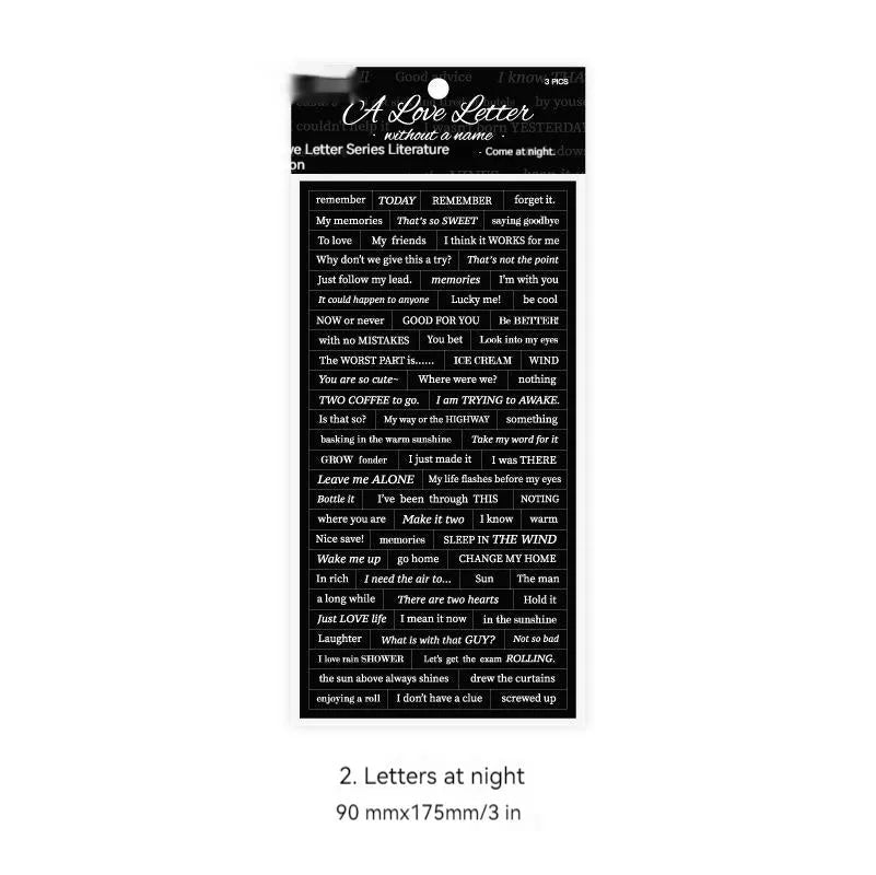Japanese paper ins English quotation stickers in four colours measuring 90 by 175 millimetres