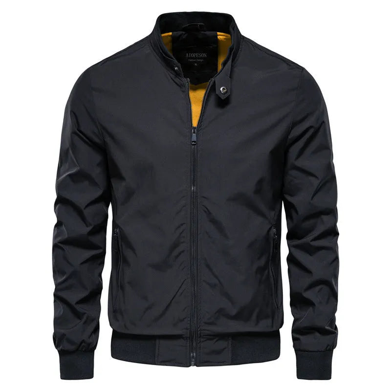 Men's thin casual jacket in polyester fibre showing dark blue, black and army green colour options