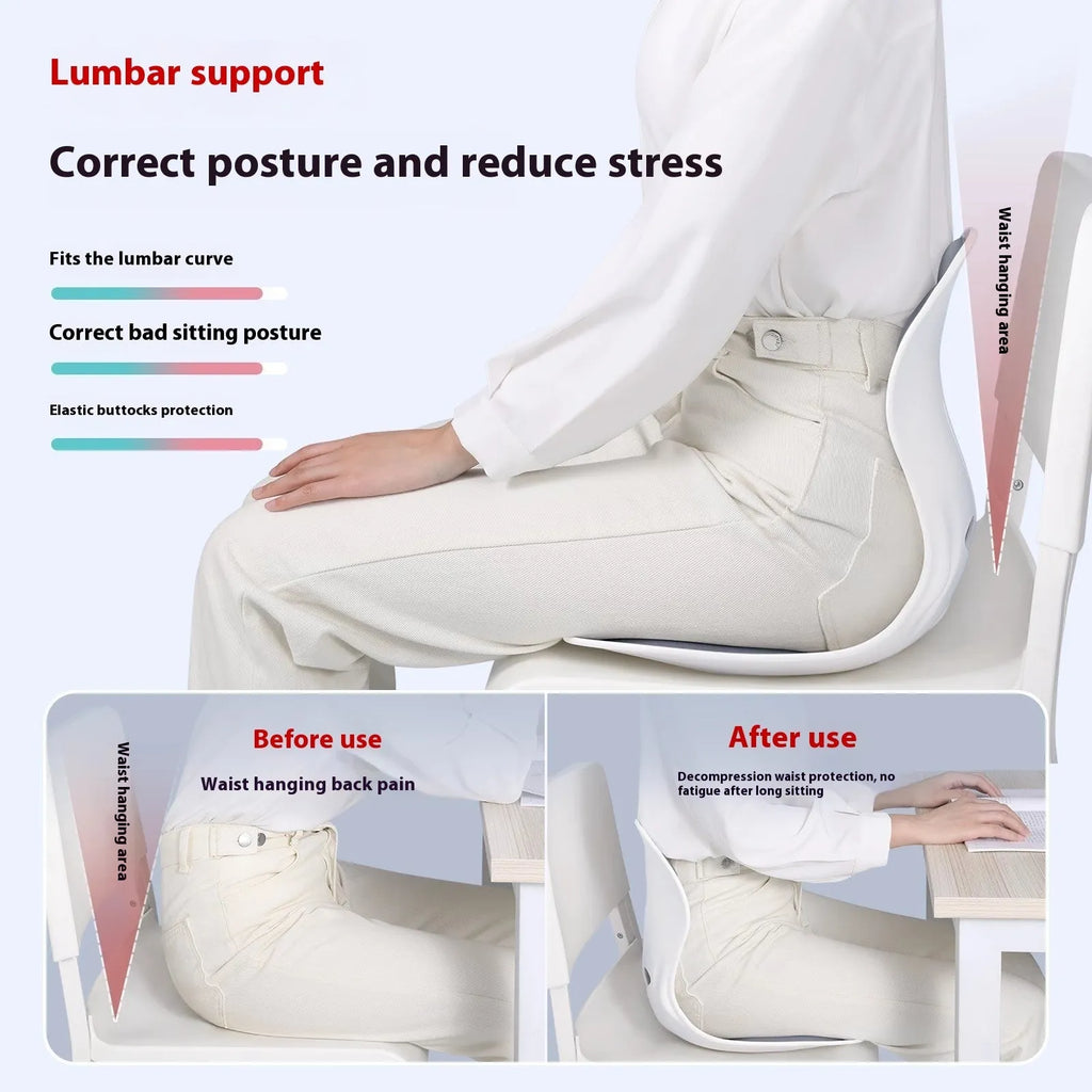 Japanese-style grey lumbar support seat cushion with sponge filling for chair comfort