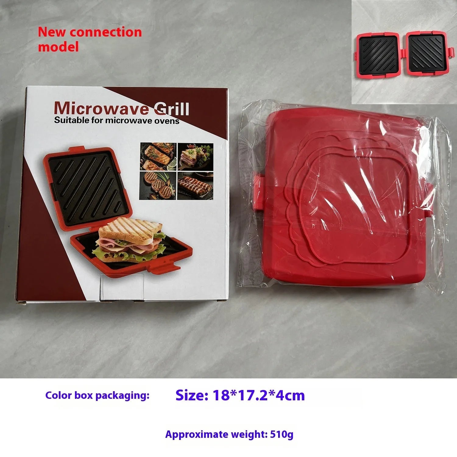 Red silicone baking tray with matching heat-resistant gloves on kitchen counter