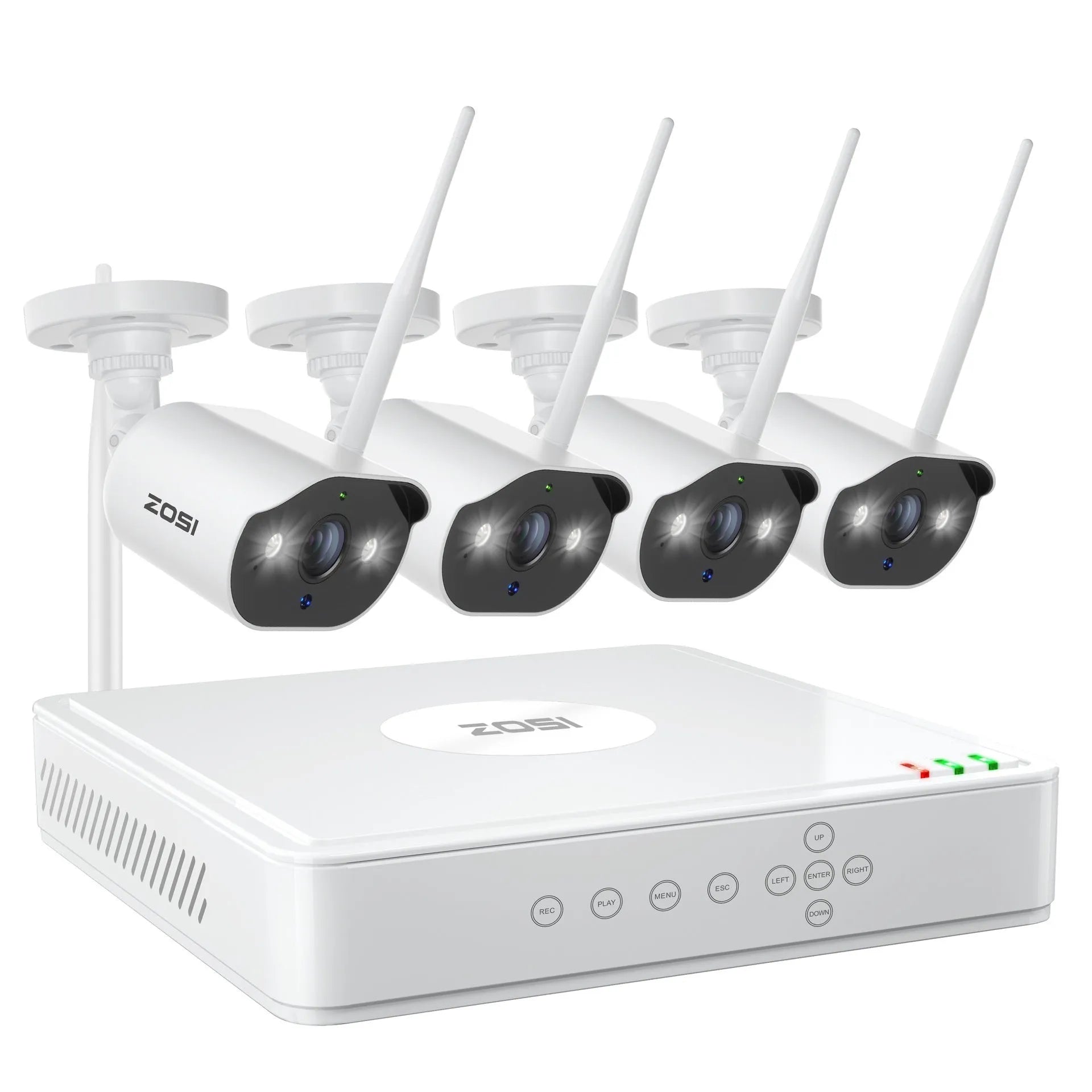 ZOSI 4-channel POE NVR security system with outdoor cameras and optional hard disk storage