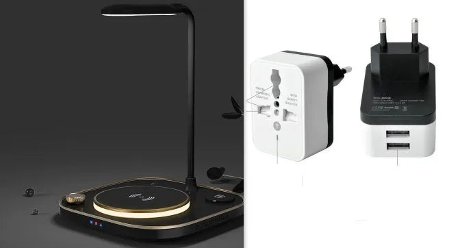 15W wireless magnetic charger with desk lamp base and Type-C cable in black, green, or white