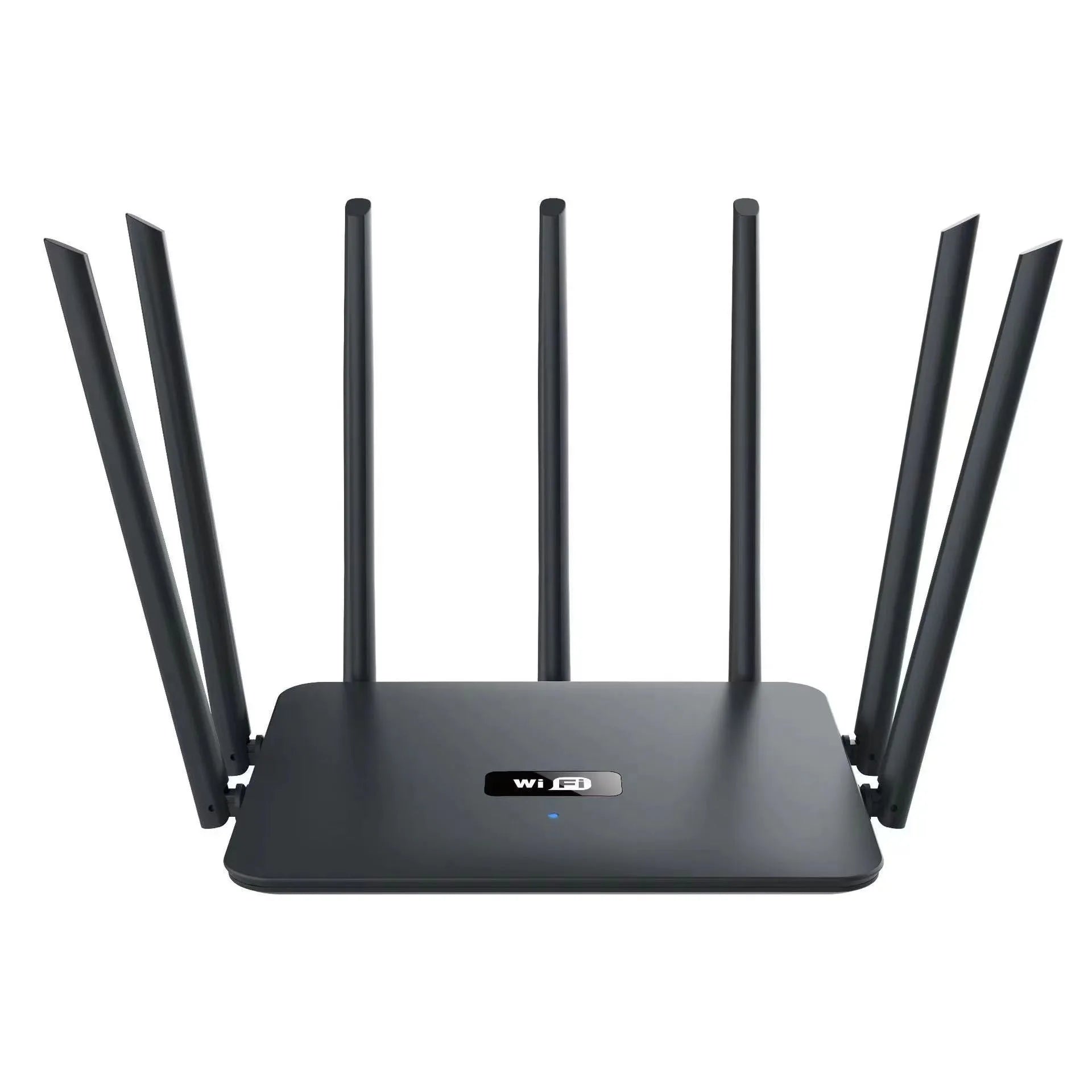 Black and white dual-band 5G WiFi router with multiple antennas for through-wall home coverage