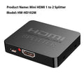4K HDMI splitter device with one input and two output ports for dual display setup