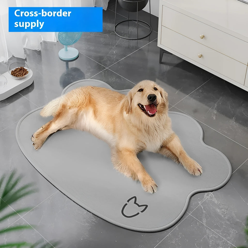 Ice silk pet cooling mat in dog head shape with non-slip base, available in multiple sizes and colours for summer relief