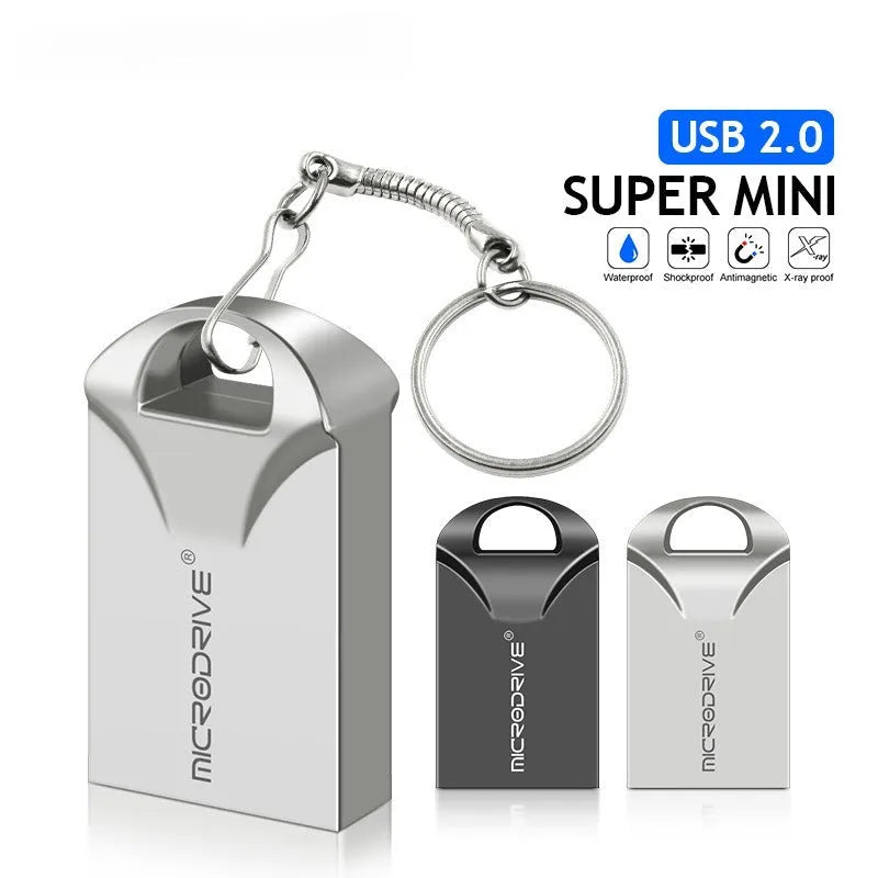Mini black aluminium USB flash drive showing compact size next to coin for scale