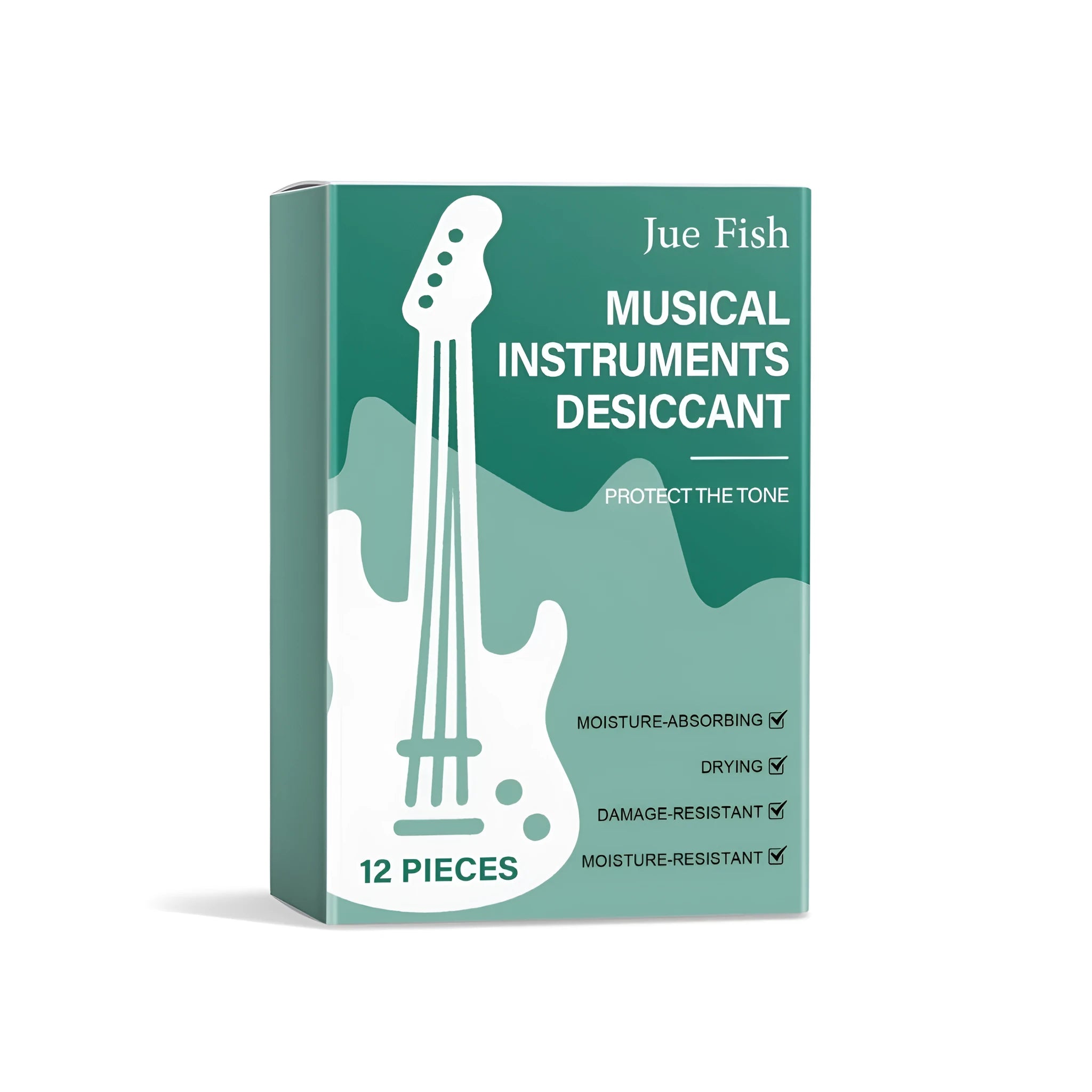 Single unit of calcium chloride musical instrument desiccant with wood pulp filling.