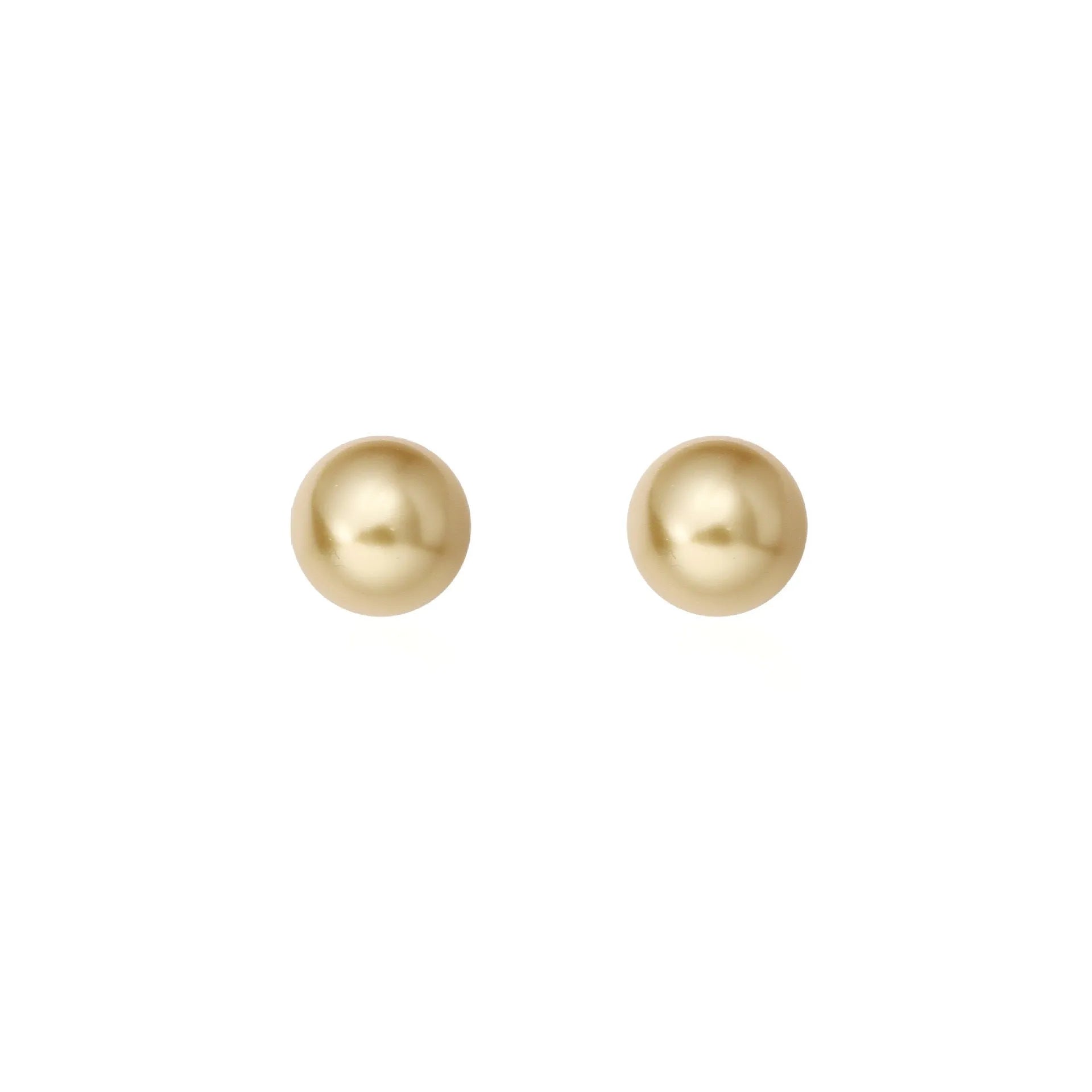 Women's large pearl stud earrings with an eight-pointed star geometric setting in sterling silver.