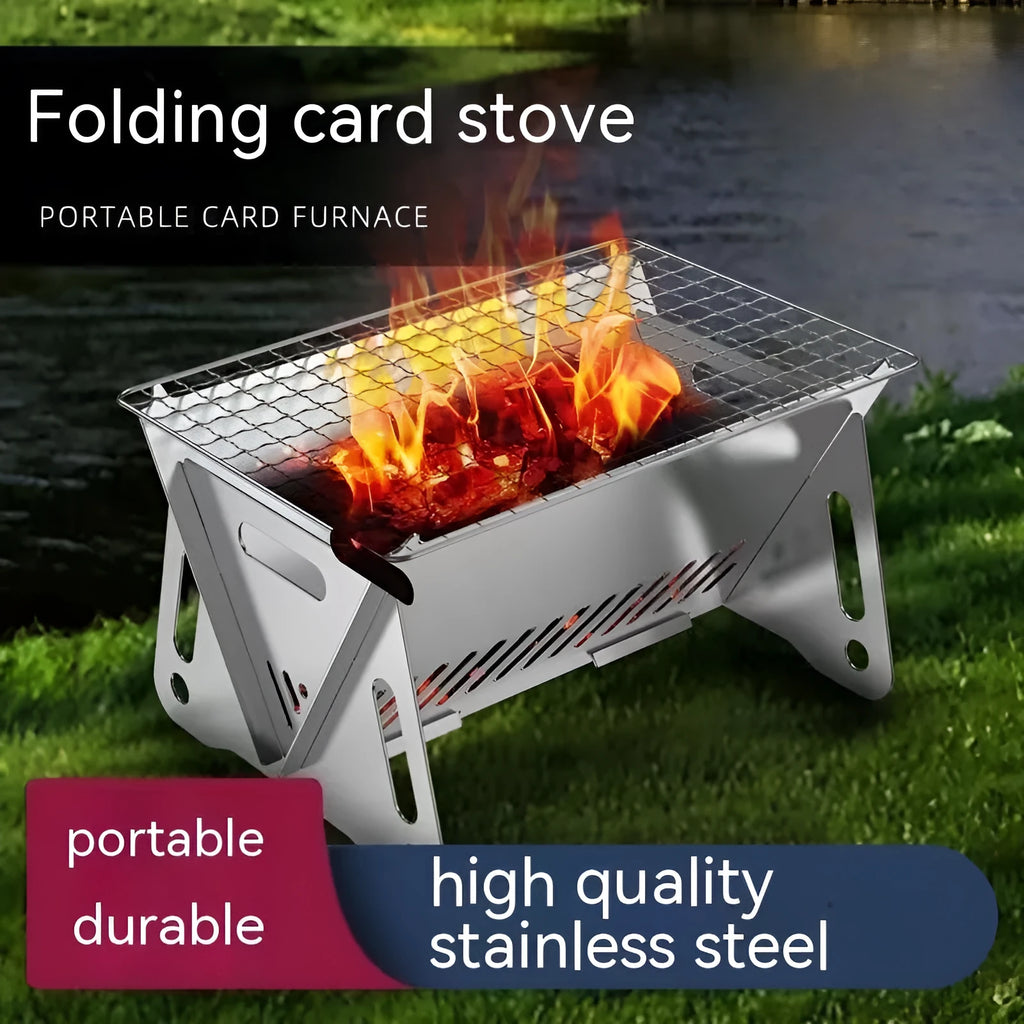 Stainless steel folding barbecue oven with storage bag for outdoor cooking