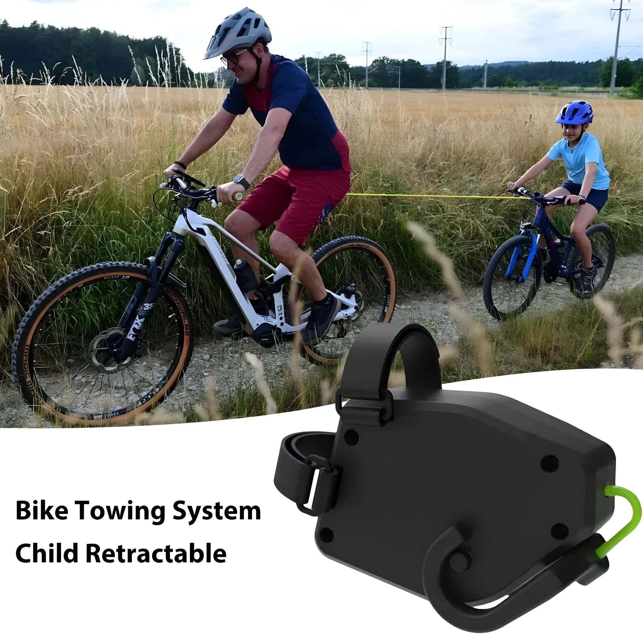 Black plastic bicycle trailer rope for parent-child trailer attachment