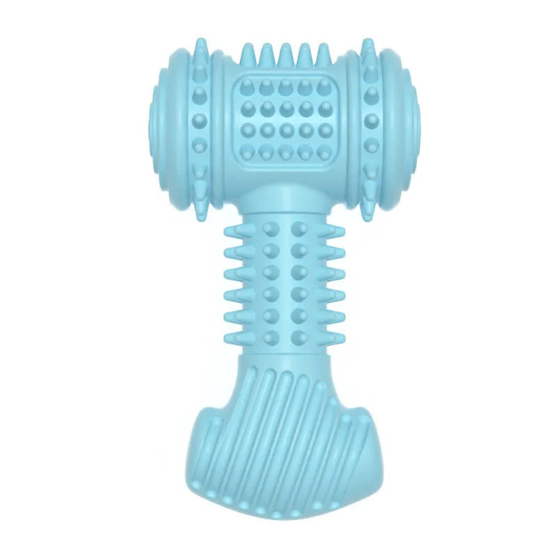 Blue bone-shaped TPR dog chew toy with a textured surface for teeth cleaning