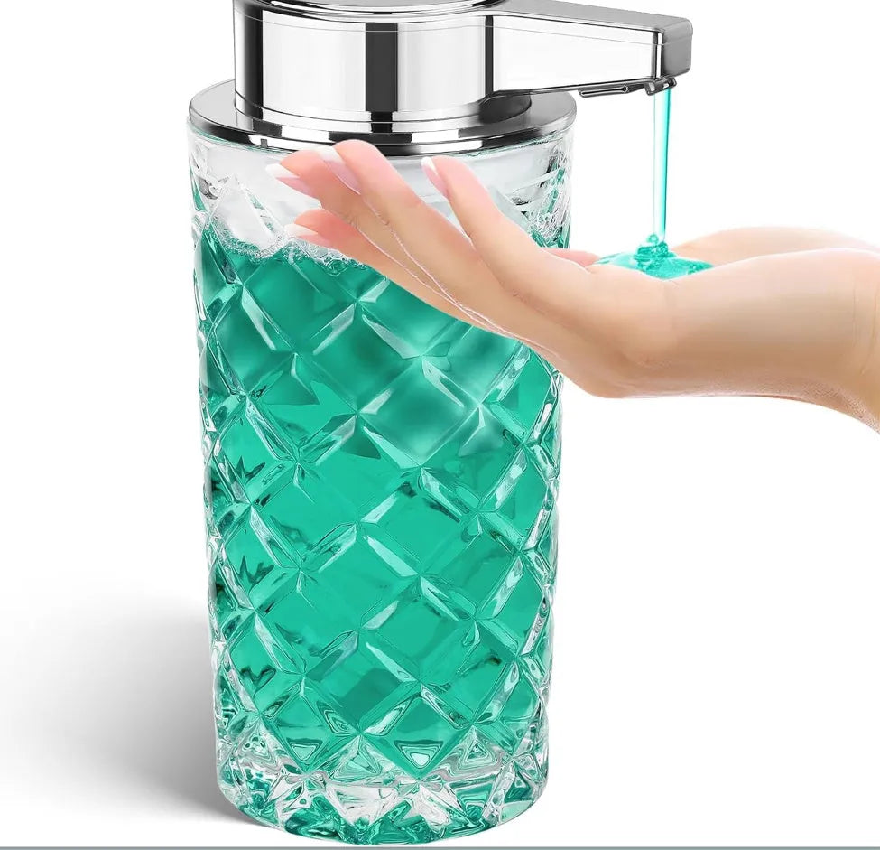 PET automatic soap dispenser with USB Type-C charging port and silver-plated finish