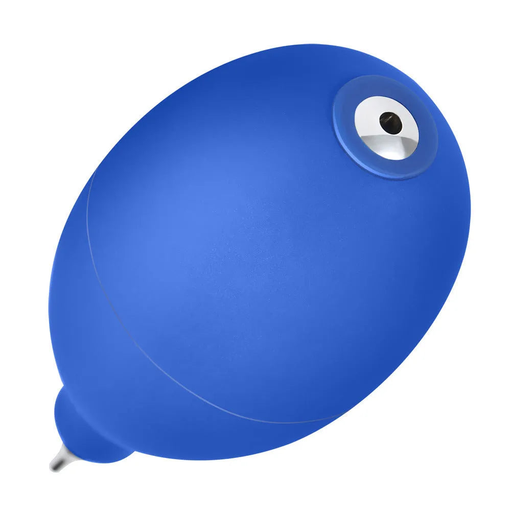 Blue rubber dust removal blower ball for cleaning camera lenses and mobile phones.