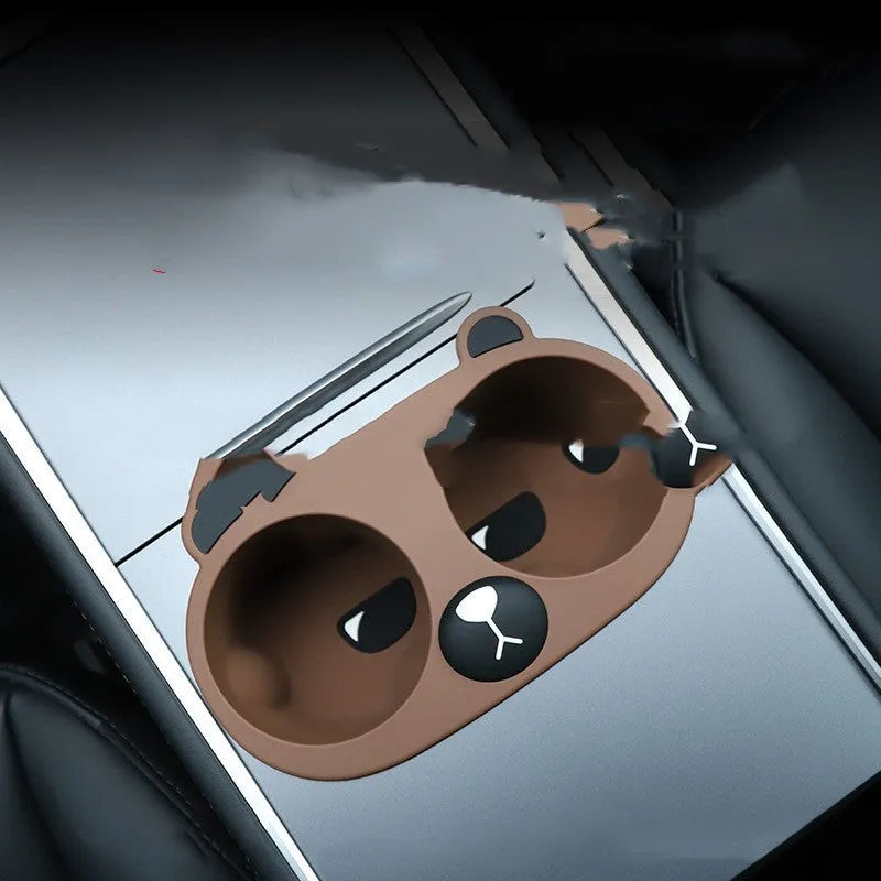 Silicone grey cup holder insert with cartoon texture for car centre console anti-shake use