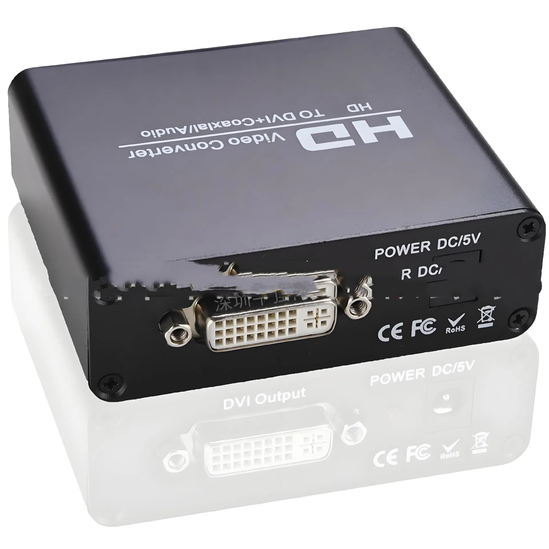 Black HDMI to DVI converter with coaxial audio output and 1.5 metre cable for 1080p safety monitors