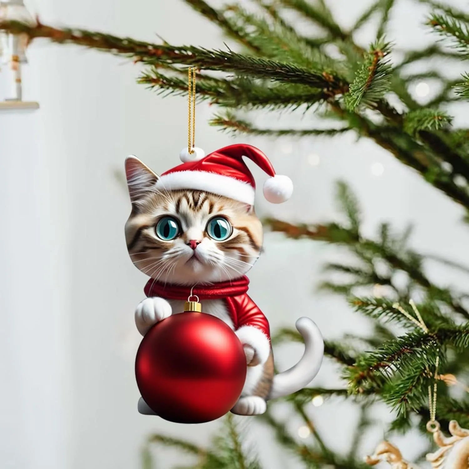 Christmas creative kitty automobile hanging ornament with cartoon cat design in acrylic