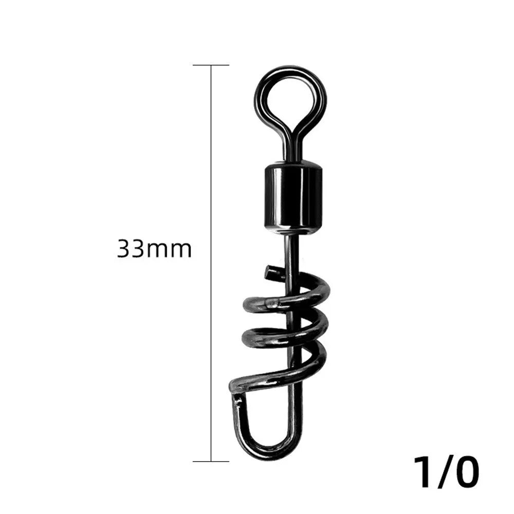 Stainless steel fishing swivel connector with 8-shaped ring design showing two connection points