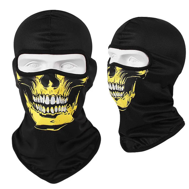 Motorcycle breathable skull sun mask with Bakool silk fabric in 36*29 cm size