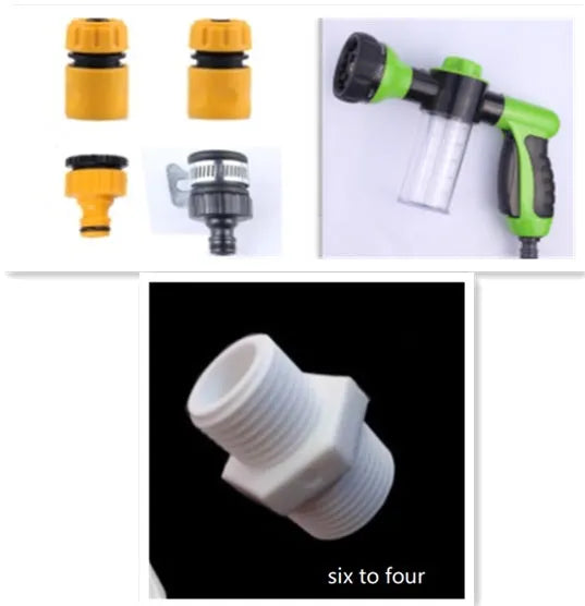 Green high-pressure foam spray water gun with adjustable nozzle for car and garden cleaning.