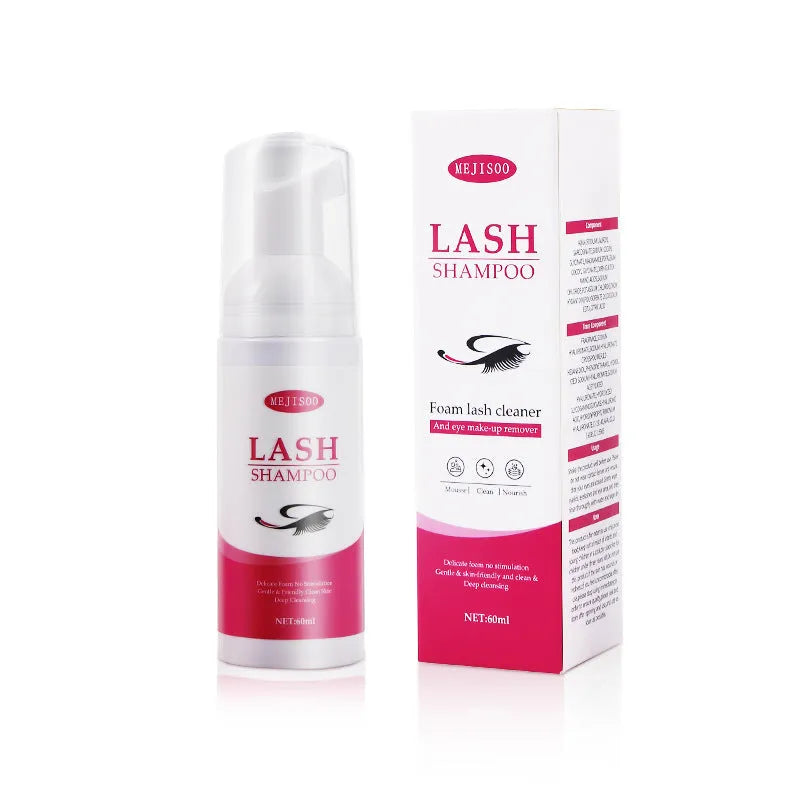 LASH SHAMPOO Mousse Eyelash Cleaning Solution 60ml bottle with applicator