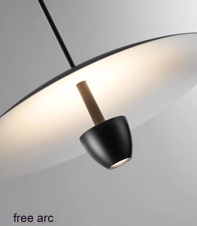 Black circular minimalist chandelier pendant light with 400mm diameter.