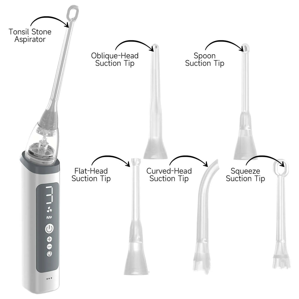 Milky white tonsil stone removal tool with oral cleaning extractor for dental calculus