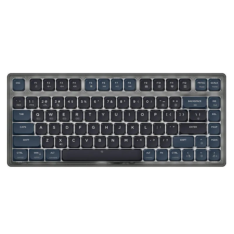Ajazz AK832PRO mechanical keyboard with colour screen and RGB lighting on desk