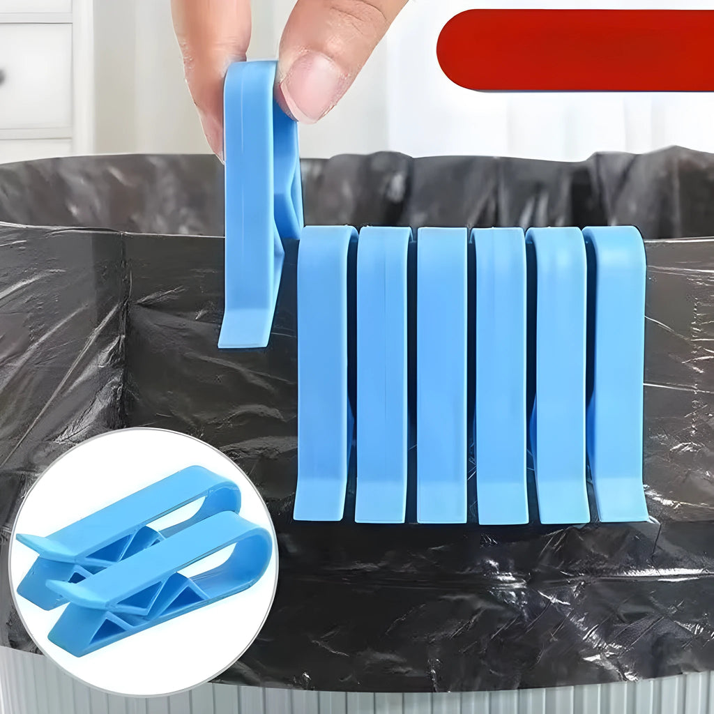 PP plastic garbage bag clip for securing bin liners to waste container rims