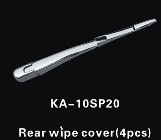 Set of four silvery ABS plastic rear window wiper cover trims for Hyundai 2010 model year vehicles.